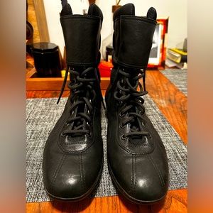 Prada Sport Leather/Nylon Boots, Black, US Sz 10